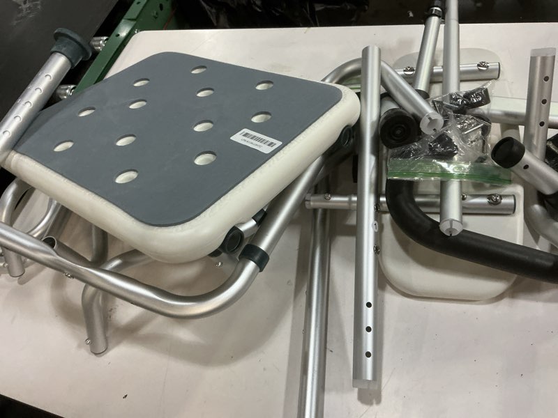 Condition photo showing As Is for Swivel Shower Chair with Arms and Back, 400 lbs Heavy Duty Shower Seat for Inside Shower Stall and Bathtub, Height Adjustable Safety Bath Seat for Elderly, Adults, Handicap and Disabled 400lbs Shower Chair