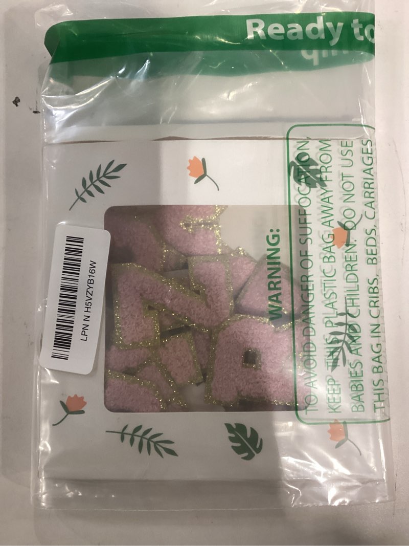 CHRORINE 26/52/104 Pcs Self Adhesive Chenille Letter Patches A-Z, Also Supports Sew or Iron on, Embroidered Alphabet Patches Stickers for DIY Clothing, Bags, Hats (26, Light Pink, Height 2.16?) Light Pink Height 2.16? 26