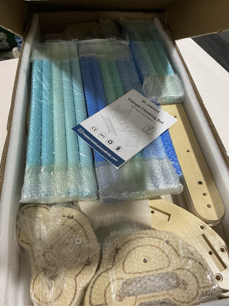 Condition photo showing Good Condition for BlueWood Pikler Triangle Set with Cushion, 8-in-1 Climbing Toys for Toddlers, Montessori Philosophy Play Jungle Gym with Arch, Ramp, Ladder(Elegant Gray) Essential - Elegant Gray - 8 in 1