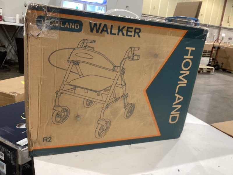 Condition photo showing New/Like New for homland foldable rollator walkers with seat for seniors, 8'' big wheels, 350 lb. weight capacity, adjustable handles and seat height, lightweight rolling walker, purple 350 pound purple