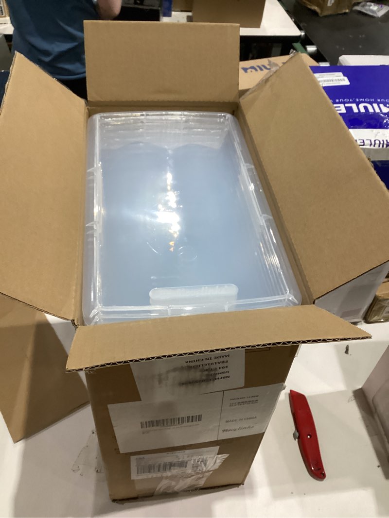 Condition photo showing Good Condition for novelinks 6 QT Clear Storage Box Stackable Plastic Storage Bins with Lids Plastic Container Box for Sorting,12 Pack 6 Qt - 12 Pack