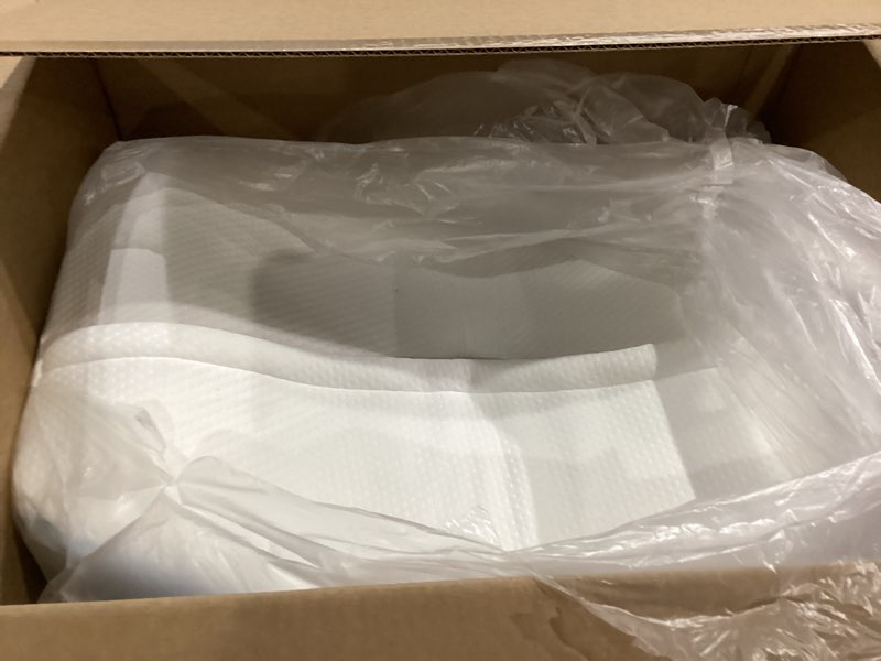 Condition photo showing As Is for king size cervical pillow for neck pain relief, cooling memory foam orthopedic contour pillow for broad shoulders & large bodies, 4 adjustable height max neck support for all sleep positions