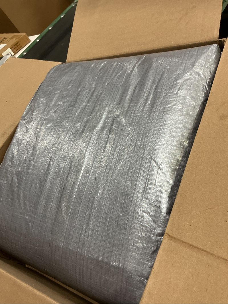 Condition photo showing Good Condition for Rugged Rhino All Weather 100% Waterproof Heavy Duty Tarp, 5 Mil UV Temperature Resistant Tarps, High Durability Multipurpose Cover, for Home Outdoor Patio Winter Leaf Camping,1 Pack Silver (1 Pack) Silver