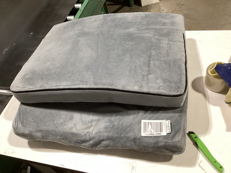 Condition photo showing Good Condition for HOMBYS High Density Foam Floor Cushions with Back Support for Adult, Foldable Japanese Chair Meditation Cushion, Comfortable & Supportive with Washable Cover & Easy Carry Handle, 24"x24", Light Grey