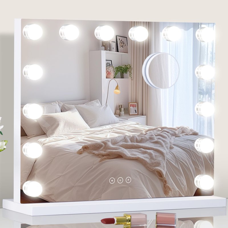 nusvan vanity mirror with lights lighted makeup mirror with 15 dimmable led bulbs,3 color lighting m