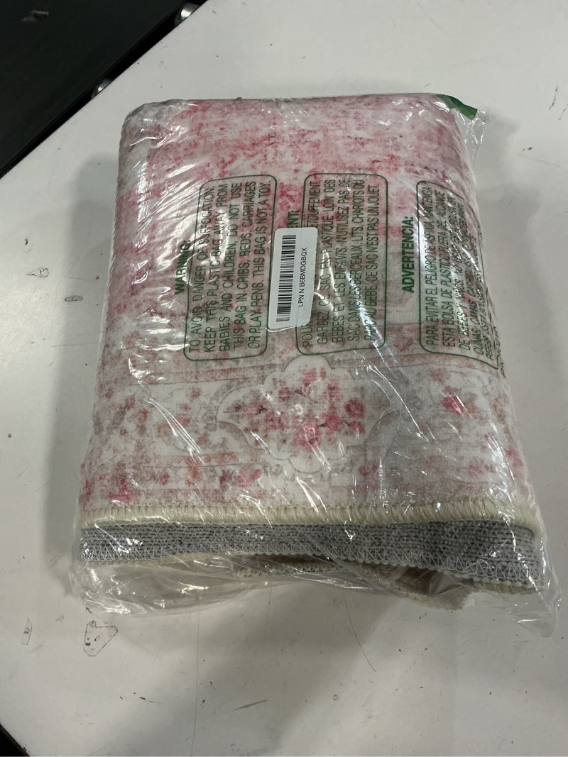 Condition photo showing Good Condition for washable runner rug 2x6,pink rug runners non slip,long boho rugs for hallways kitchen bedroom entryway living room bathroom,vintage bohemian distressed floor carpet,blush 2'x6' pink