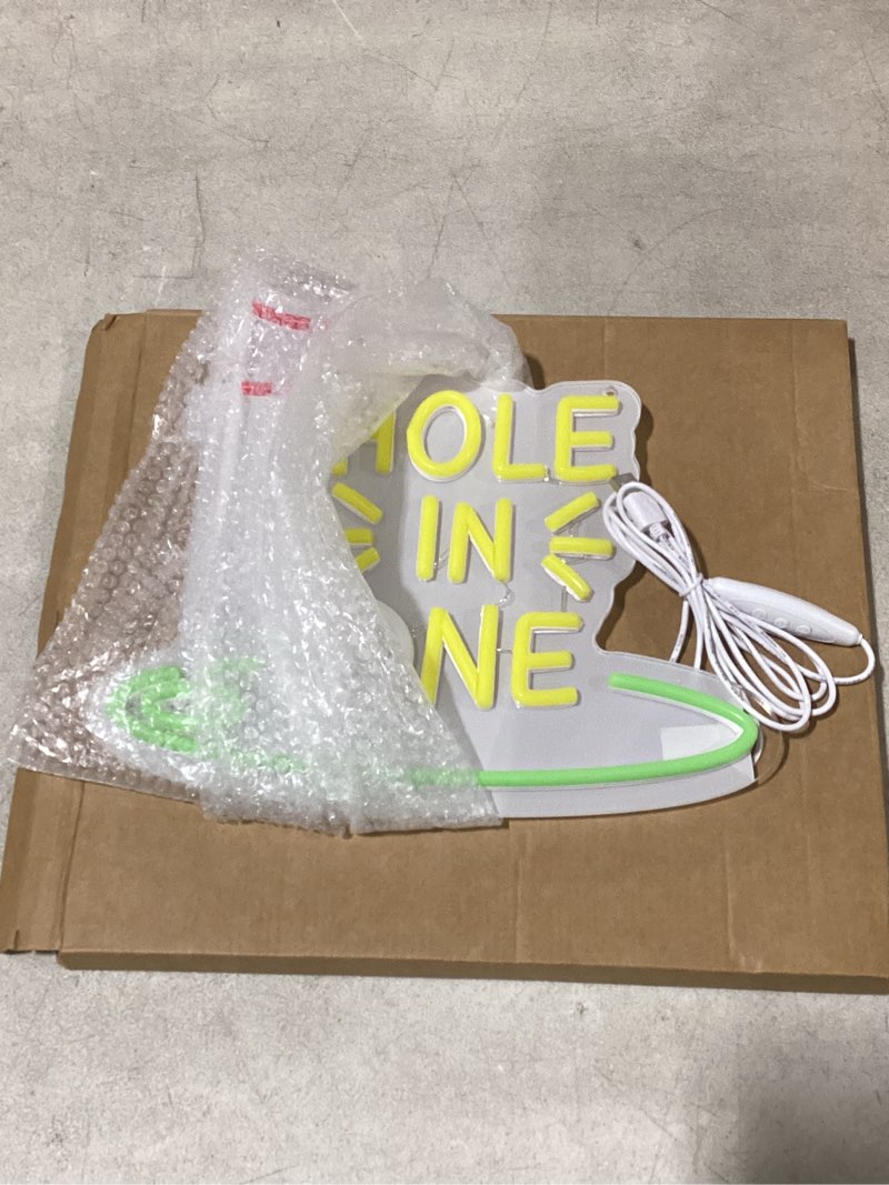 Condition photo showing As Is for golf neon sign for wall decor hole in one neon light for man cave golf led light up sign for club bedroom bar shop party birthday gifts for men size10.7 * 12.4 in (jtd285) antique