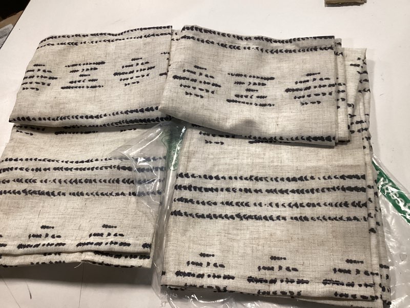 Condition photo showing item condition for jinchan Boho Linen Kitchen Curtains 36 Inch Bohemian Geometric Striped Small Window Curtains Light Filtering Farmhouse Country Rustic for Bathroom Living Room RV RV 2 Panels Black 25"W x 36"L (Pack of 2) Privacy | Black on Beige