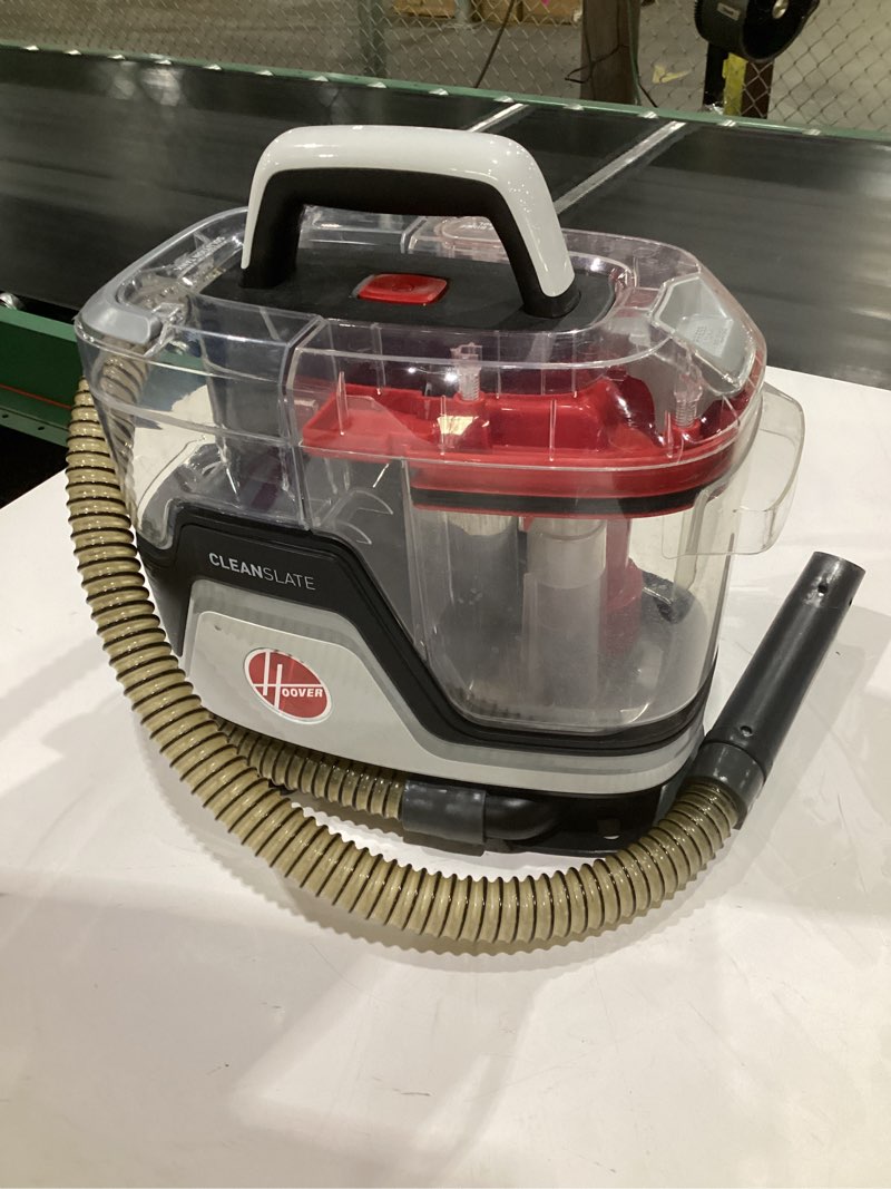 Condition photo showing As Is for (used, not tested)hoover cleanslate plus portable carpet + upholstery spot cleaner machine, powerful suction with versatile tools, pet stain remover, car and auto detailer, pair with hoover carpet cleaner solution