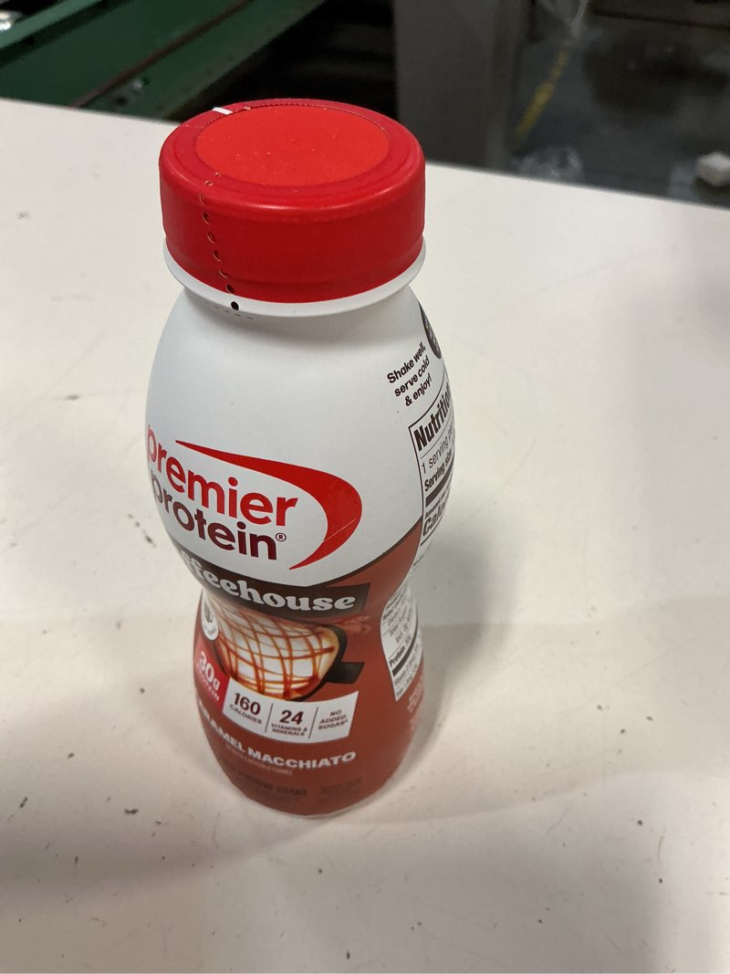 Condition photo showing New/Like New for bbd 07/02/  26 premier protein coffeehouse caramel macchiato protein shake with caffeine for energy – 30g protein, no added sugar, 24 vitamins & minerals, 11.5 fl oz, 12 pack caramel macchiato 11.5 fl oz (pack of 12)