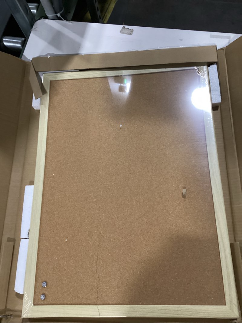 Condition photo showing New/Like New for u brands cork bulletin board, 18" x 24" inches, light birch wood frame (265u00-01) cork board
