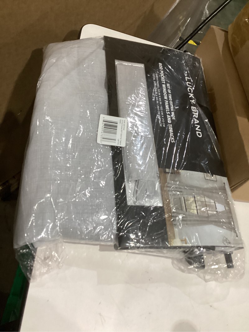 Condition photo showing Good Condition for Lucky Brand - Onyx Textured Sheer Curtain | Window Panel Curtains | Lightweight Drapes | Set of 2 Panels with 2 Tiebacks | Sheer | Rod Pocket Header | Measures 52" x 84" | Light Grey Light Grey 52"W x 84"L (Pack of 4)