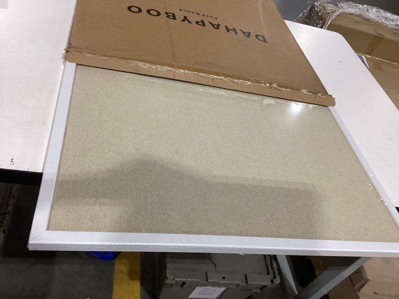 Condition photo showing Good Condition for dahapyboo cork board with linen white,bulletin board 36"x24" | hanging corkboards for office home school message board or vision board decoration white-1p 36" x 24"
