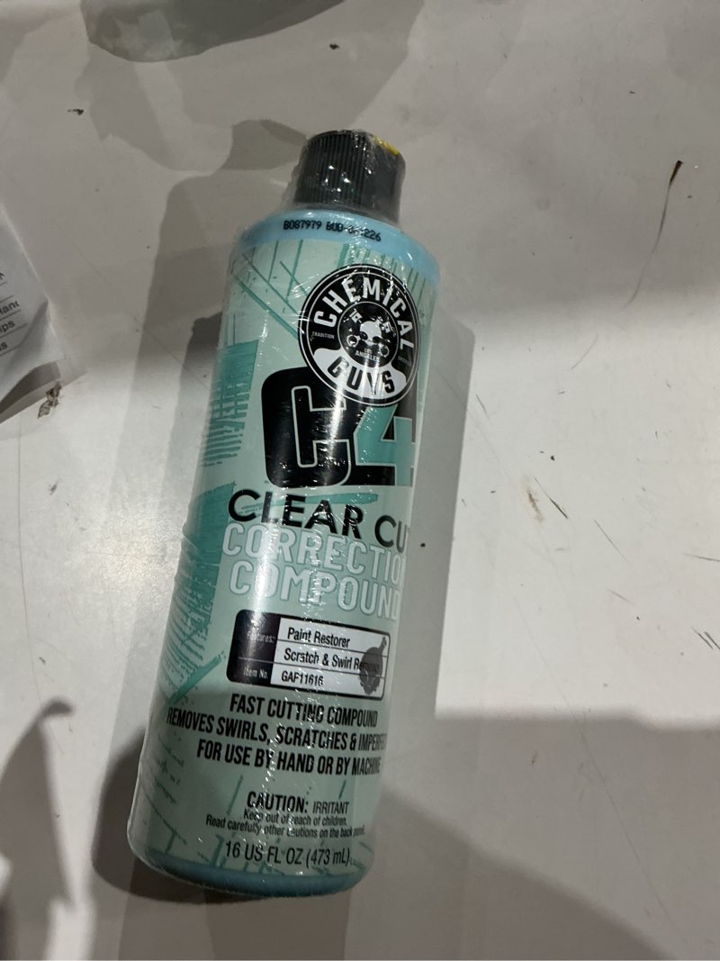 Condition photo showing New/Like New for chemical guys, c4 clear cut correction compound for paint defects, 16 oz | pro compound cuts swirls, holograms and scratches from clear coat, leaving a smooth, glossy, correction-ready finish c4 correction compound