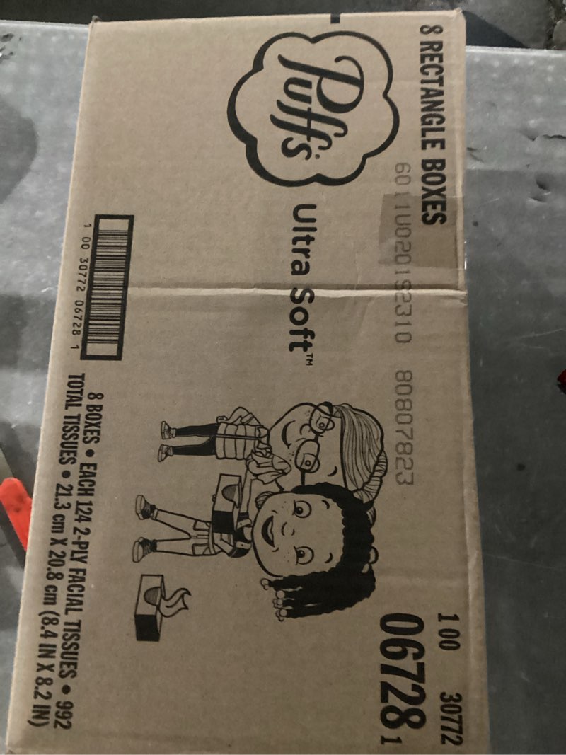Condition photo showing Good Condition for (Simiar to) Puffs Ultra Soft Non-Lotion Facial Tissue, 8 Family Boxes, 124 Facial Tissues per Box 124 Count (Pack of 8)