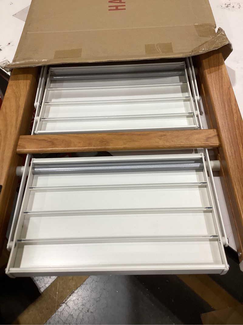 Condition photo showing As Is for 3 Step Lightweight Aluminum Folding Ladder, Portable Step Stool with Wide Anti-Slip Pedals, 330 lbs Capacity for Home,Cleaning Tasks?White&Woodgrain? White&woodgrain 3 Step