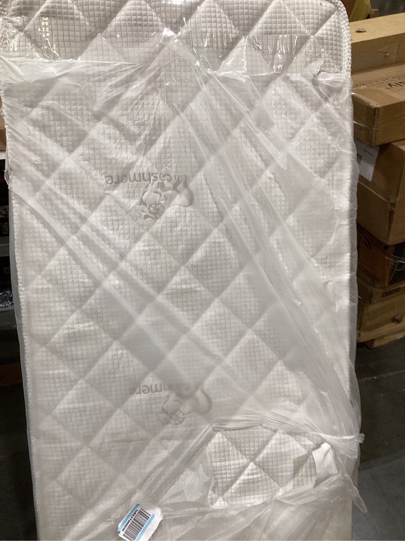 Condition photo showing As Is for letmxiu premium crib & toddler mattress,100% knitted fabric, premium fleece surface-hypoallergenic, 5" thick firm soft crib mattress, non-toxic - fits standard cribs & toddler beds