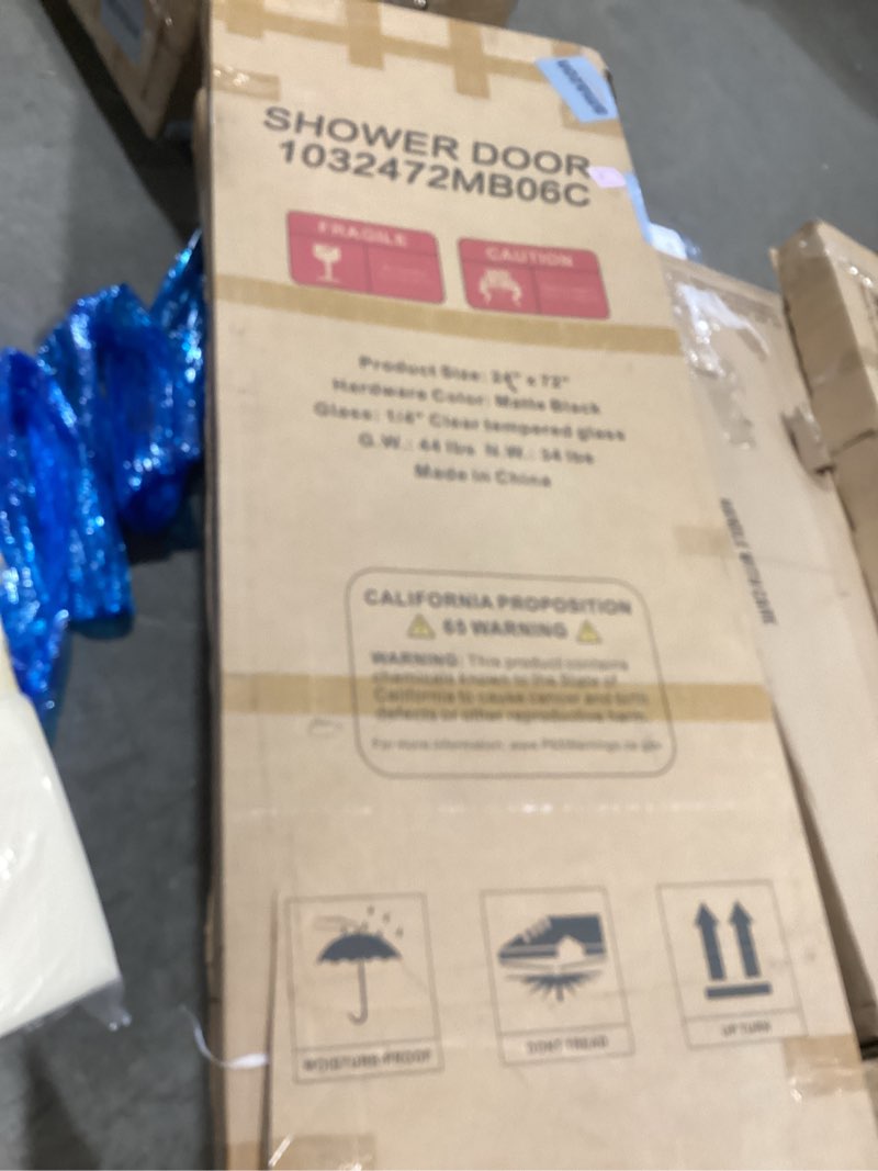 Condition photo showing As Is for (Simlar to stock) 72\" High x 24\" Wide Hinged Frameless Shower Door with 24\" Door Width and Clear Glass