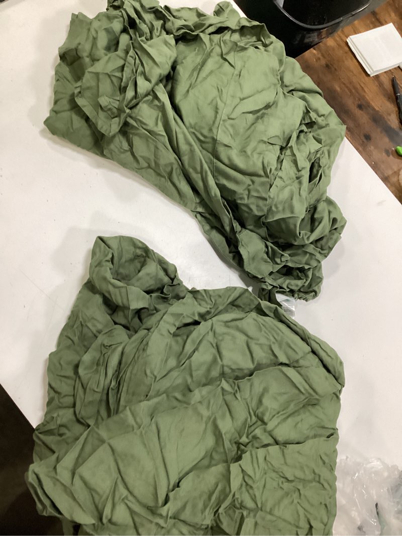 Condition photo showing As Is for quince bamboo sheet set queen, olive