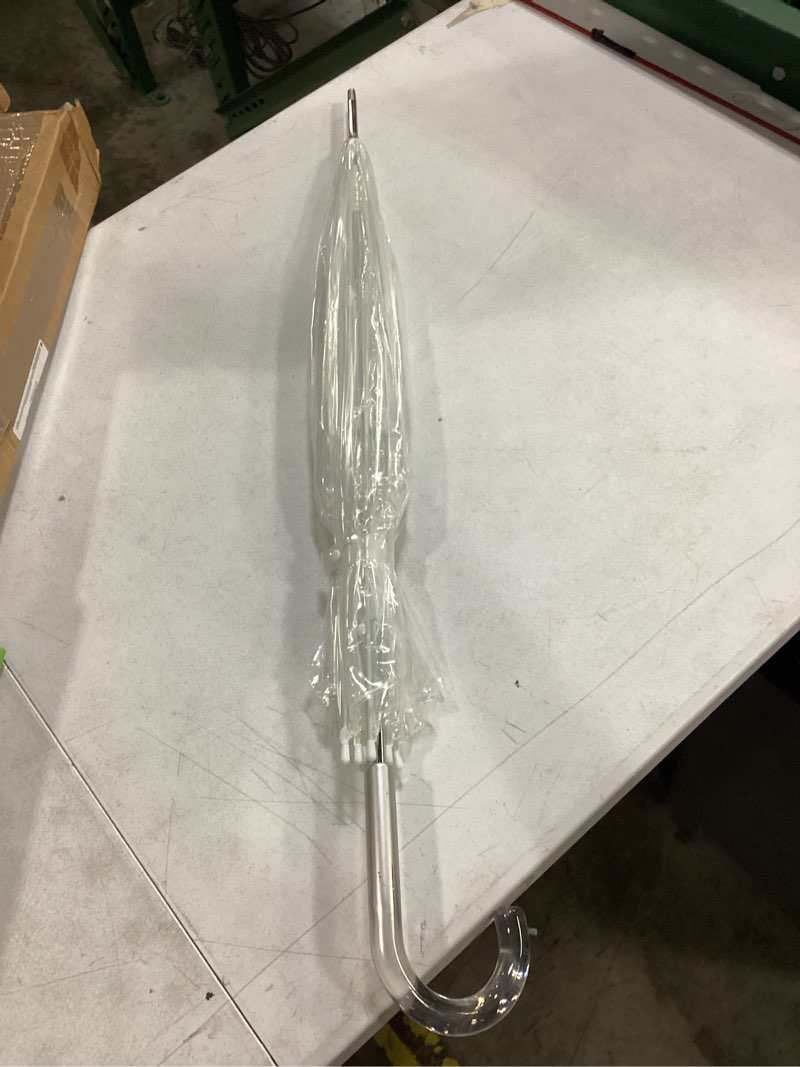 Condition photo showing Good Condition for g4free 52 inch clear bubble umbrella, large canopy transparent dome coverage stick umbrella, j hook handle european style for weddings,prom,graduation and outdoor events clear-reflective trim