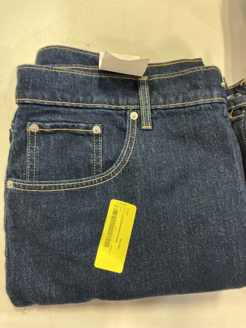 Condition photo showing New/Like New for free assembly women's mid-rise relaxed leg ankle jeans in a blue wash size 16