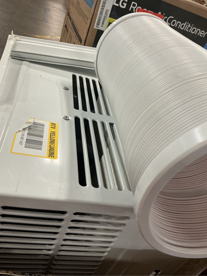 Condition photo showing As Is for 8,000 btu 115-volt smart window air conditioner for 350 sq. ft. in white with wi-fi and remote