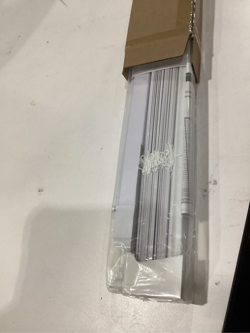 Condition photo showing Good Condition for lazblinds no tools no drill 1" vinyl mini blinds, cordless blinds for windows, light filtering horizontal window blinds & shades, 23" w x 64" h, white cordless-white 23" w x 64" h