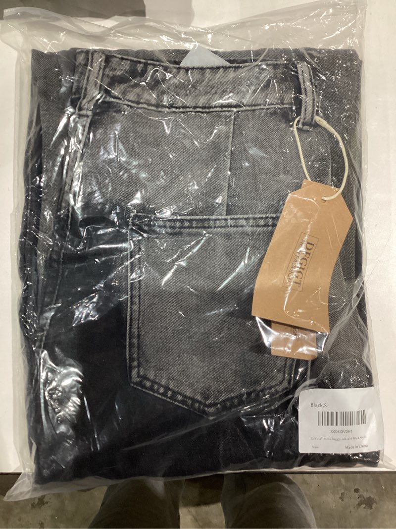 Condition photo showing New/Like New for Hip Hop Baggy Jeans for Men Stylish Wide Leg Skater Jeans Loose Fit Denim Pants Streetwear A30 Black X-Small