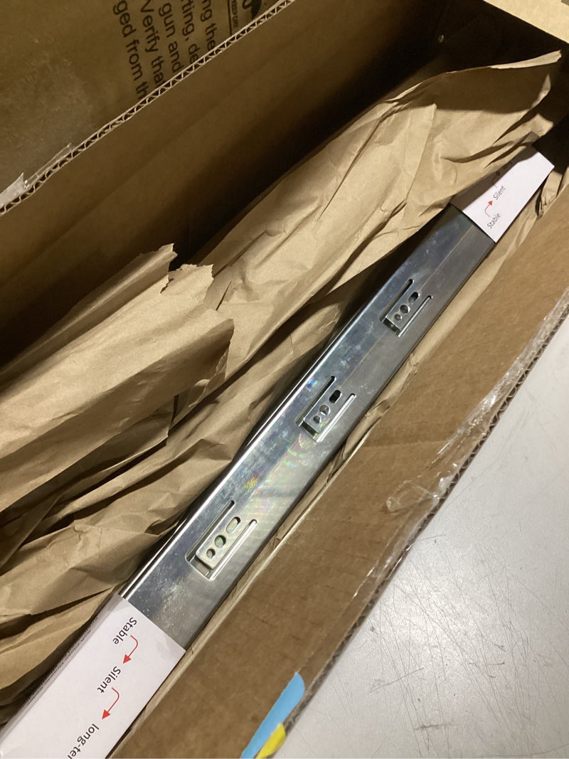 Condition photo showing Good Condition for 1 pair | soft close drawer slides 22 inch, hbl’ heavy duty cabinet drawer slides replacement - ball bearing full extension, 200 lb capacity, made of cold-rolled steel, rust-resistant & long-lasting. 22" drawer slide 1 pair silver
