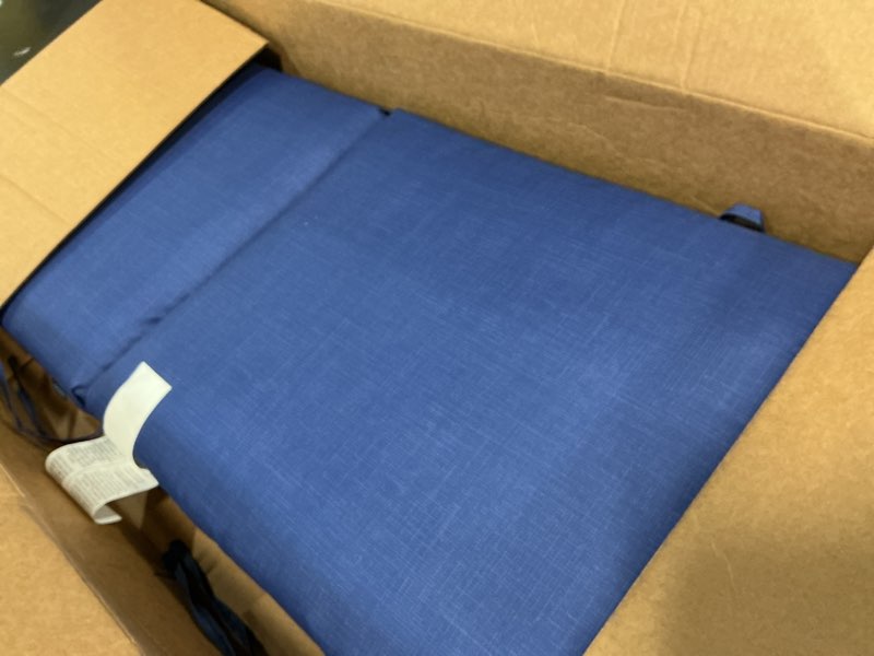 Condition photo showing Good Condition for arden outdoor patio dining chair cushion, 20x44, rain-proof seat pad, fade-resistant outdoor cushion cobalt blue texture 1 pack cobalt blue texture