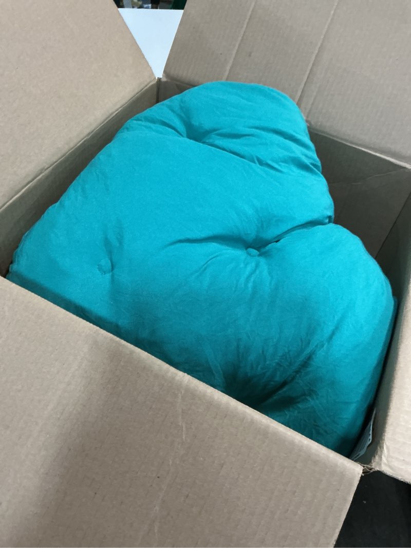Condition photo showing As Is for blazing needles indoor/outdoor papasan cushion, 1 count (pack of 1), aqua blue aqua blue 52 inch