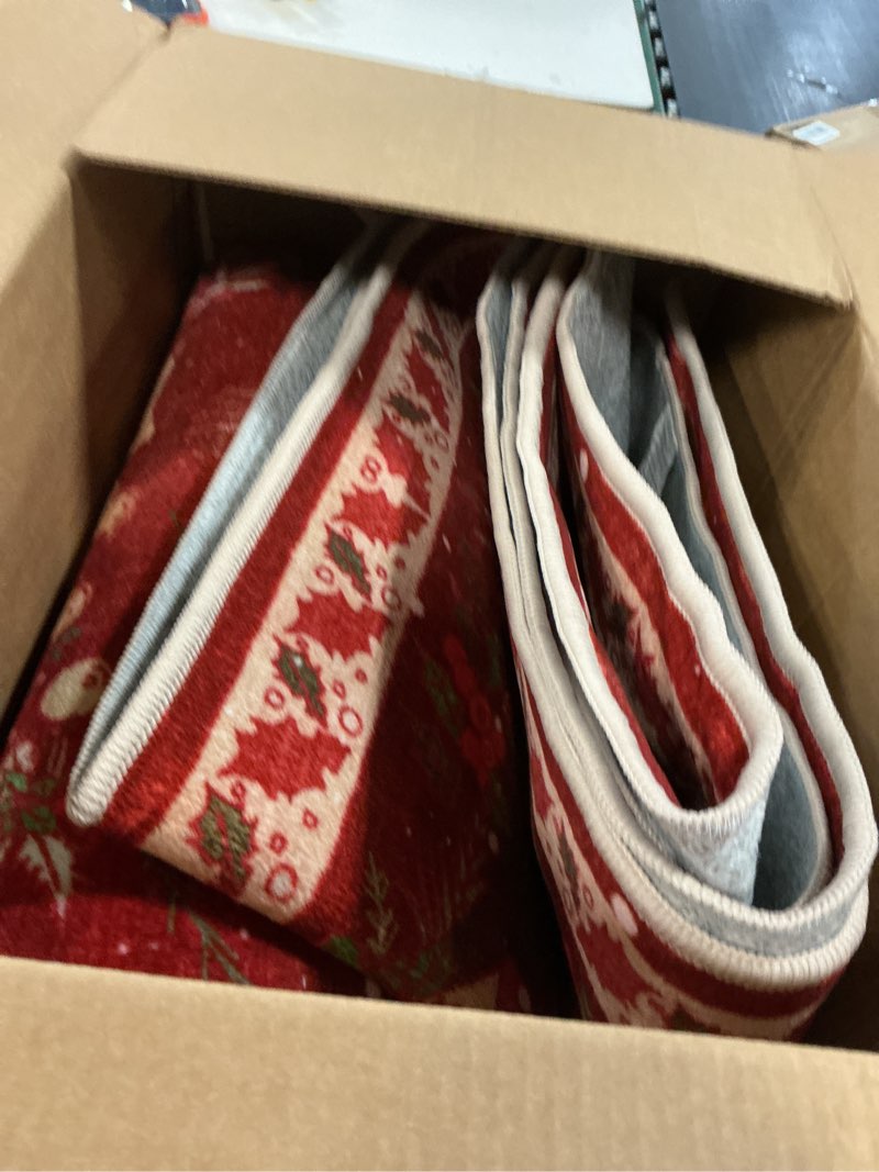 Condition photo showing Good Condition for GENIMO 4x6 Christmas Rug for Living Room, Red Washable Rugs Non Slip, Soft Snowflake & Tree Print Carpet, Low Pile Christmas Area Rug for Holiday Decor, Bedroom, Dining Room Christmas Red 4' x 6' (Rectangular)
