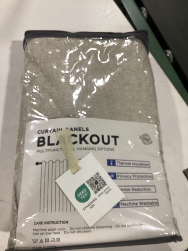 Condition photo showing New/Like New for inovaday 100% blackout curtains for bedroom, black out curtains 84 inch long, clip rings linen blackout drapes, thermal insulated room darkening for living room, 2 panels - oatmeal,w50xl84 oatmeal 50"w x 84"l (pack of 2)