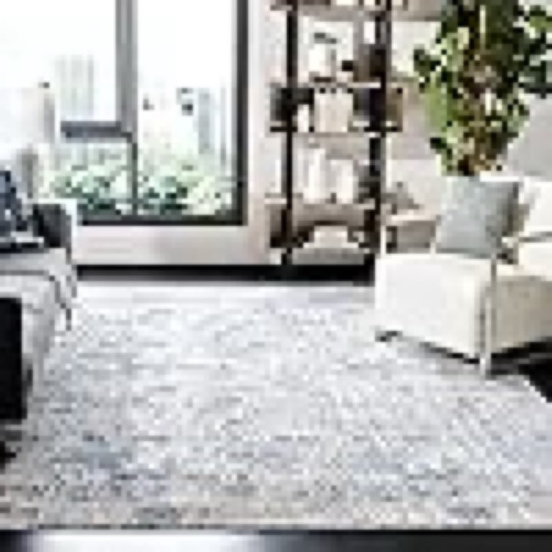 safavieh amelia collection area rug - 6'7" square, blue & grey, modern abstract distressed design, non-shedding & easy care, ideal for high traffic areas in living room, bedroom