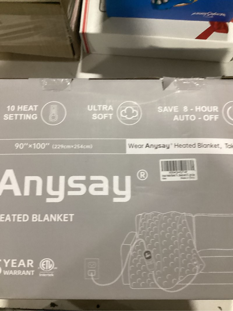 Condition photo showing As Is for Anysay Heated Blanket King Size with 1/2/4/6/8 Hours Auto-Off 10 Heat Level, 90'' * 100'' Cozy Faux 