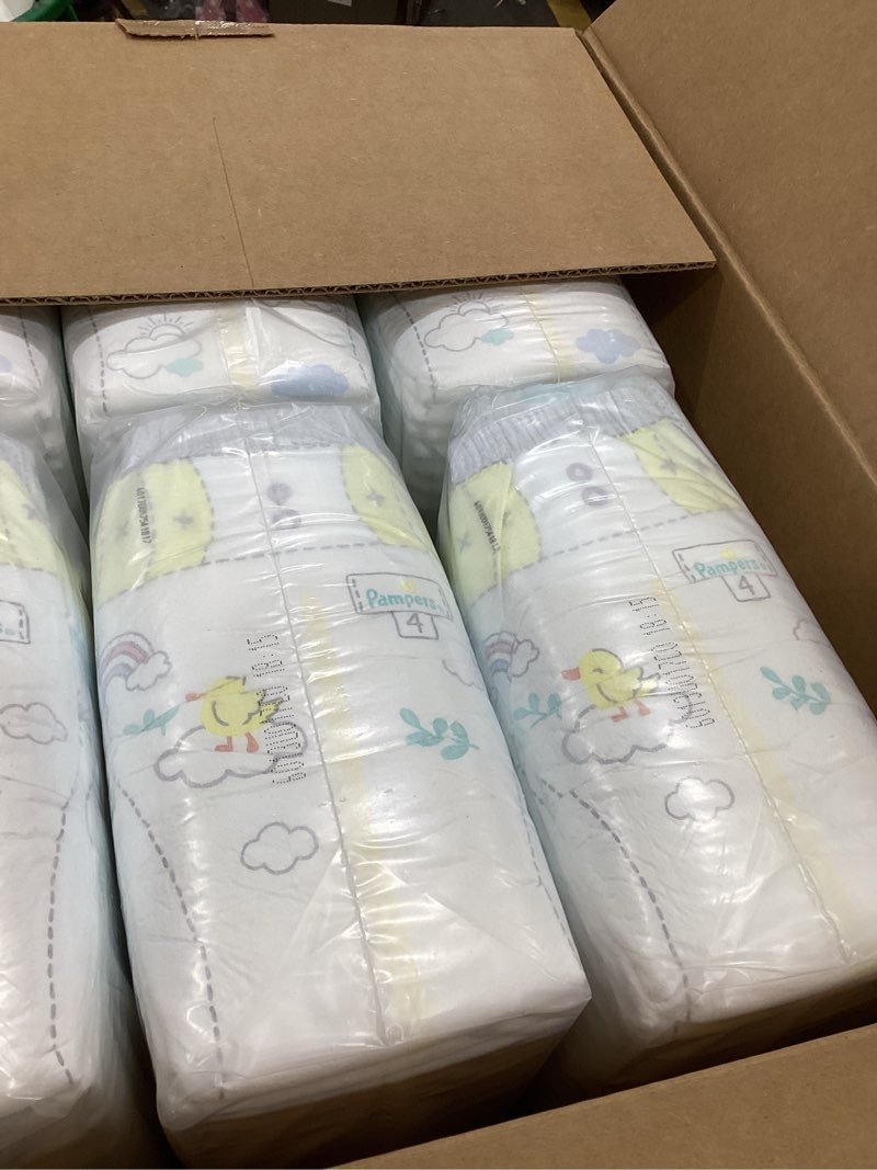 Condition photo showing New/Like New for Pampers Swaddlers Diapers, Size 4 (15-34 lbs), 150 Count, Absorbent, Keeps Baby Dry and Comfortable, Skin Safe Disposable Baby Diaper (Packaging May Vary) Size 4 150
