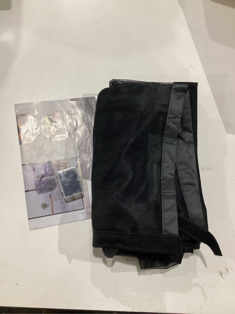 Condition photo showing Good Condition for magnetic screen door,reversible left or right side opening, mesh door screen magnetic closure,keep bugs out,pet and kid friendly, fits door size 38" x 82" fit door size 38" x 82" black
