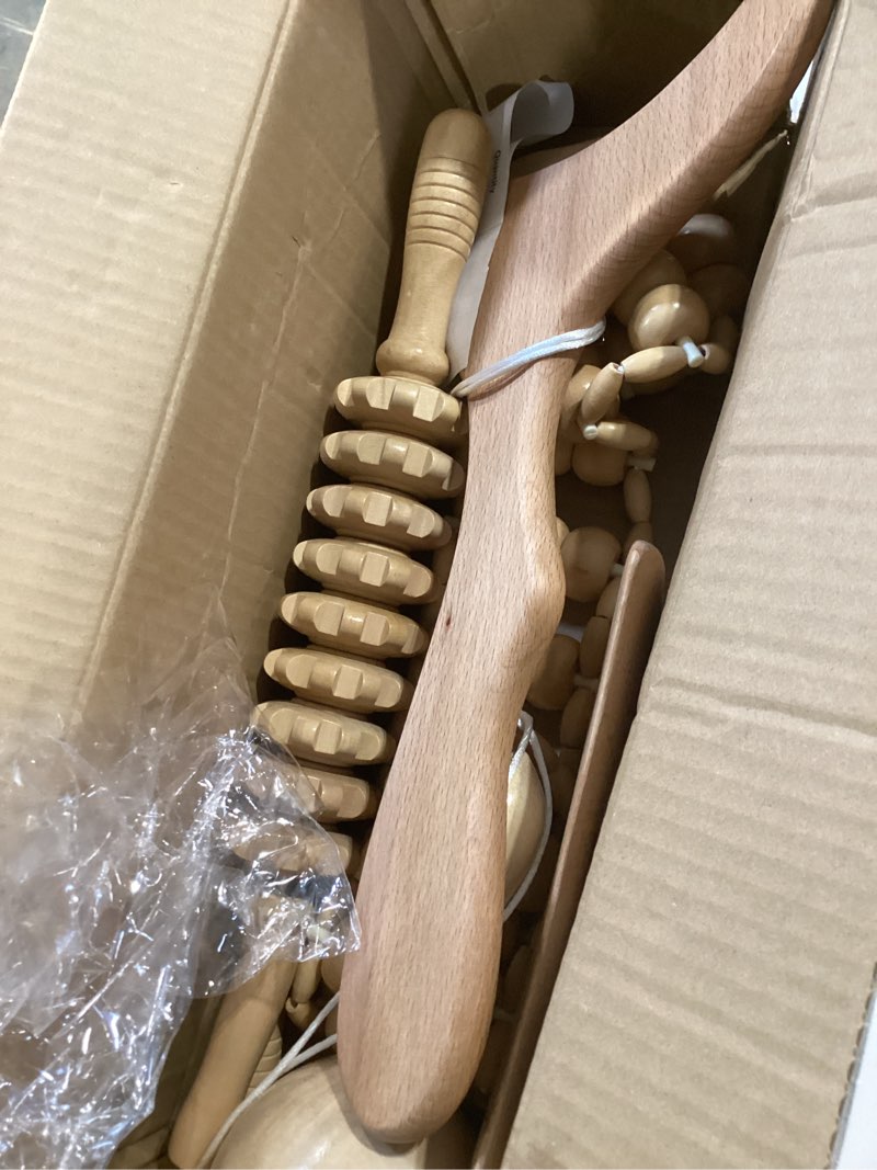 Condition photo showing Good Condition for 10-in-1 wood therapy massage tools gua sha wooden massager for body shaping massage tool set wood therapy tools for relieving muscle pain body lymphatic drainage massager anti-cellulite