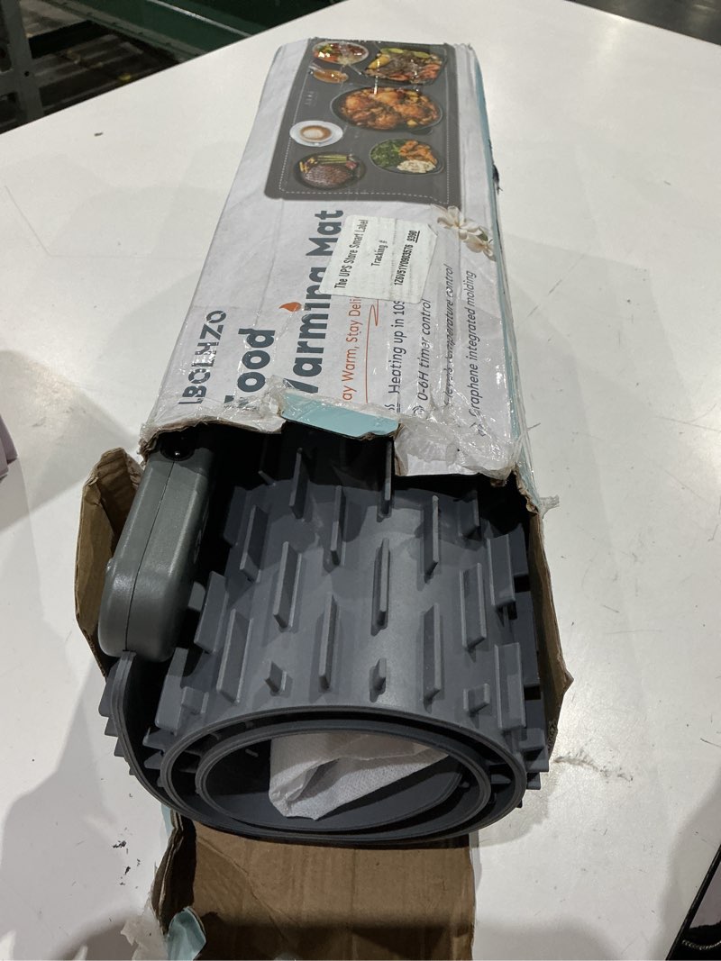Condition photo showing As Is for warming mat for food extra large 36"x16" 580w food warmer chafing dishes for buffet,food warming mat,food warmers for parties buffet,6 temp 6 hour timer heating mat for food mothers day gifts grey plus
