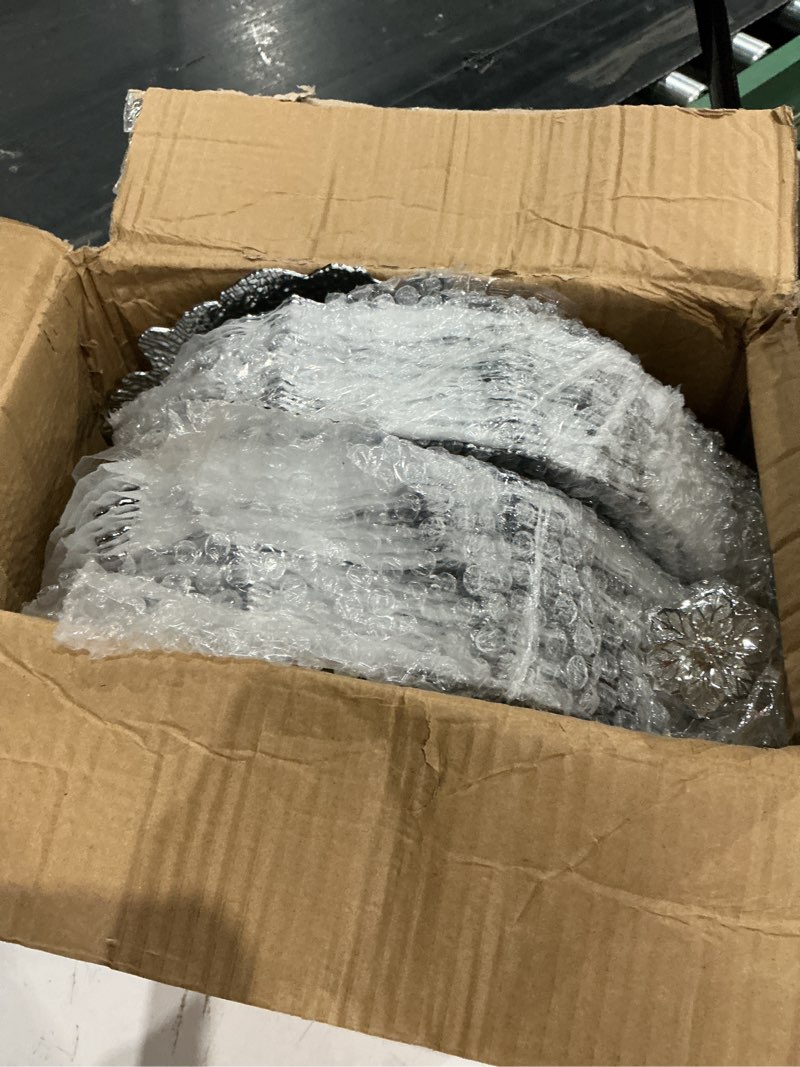 Condition photo showing Good Condition for dandat 48 pcs charger plate bulk 13'' floral reef plates with napkin ring 24 plastic dinner charger plate 24 flower napkin holder for table setting wedding party (silver)