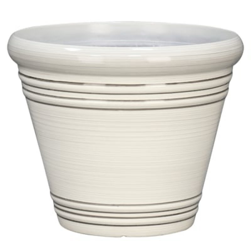  Style Selections Round 20.35-in W x 20.35-in L White Recycled plastic Indoor/Outdoor Planter