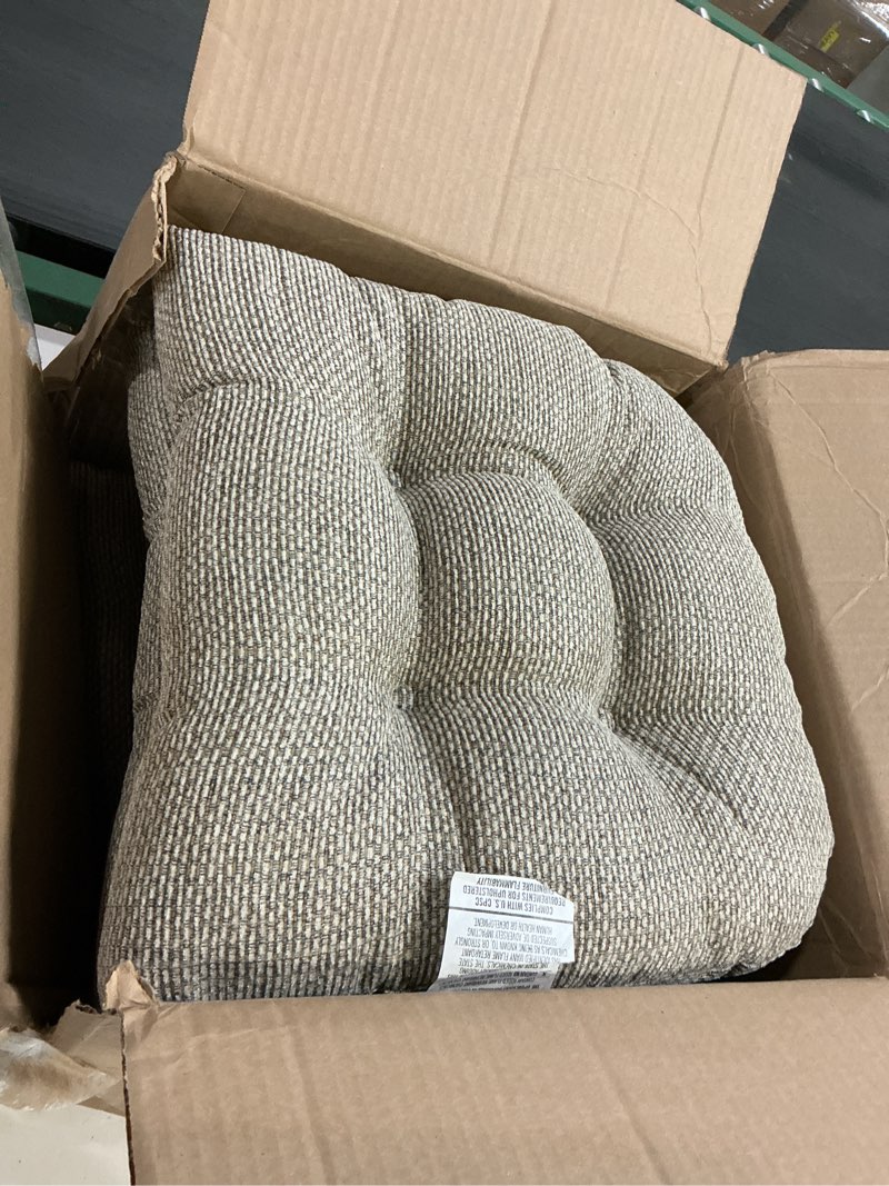 Condition photo showing Good Condition for Klear Vu Gripper Overstuffed Universal Non-Slip Dining Chair Cushions for Kitchen Decor or Office Use, U-Shaped Skid-Proof Seat Pad, 15x15 Inches, 4 Count (Pack of 1), Waffle Natural 4 Count (Pack of 1) Waffle Natural