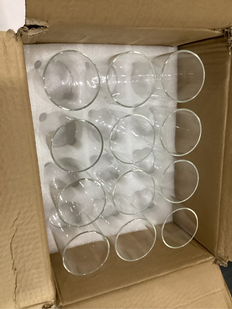 Condition photo showing New/Like New for 12pcs clear glass cylinder flower vases for centerpieces, 6 inch clear flower vases for wedding decorations and indoor home decor, hurricane candle holder wedding vintage decorations clear 12pcs
