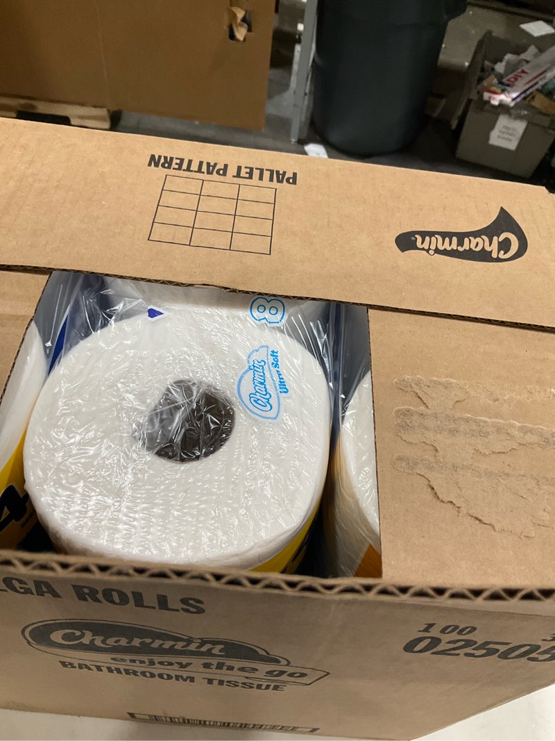 Condition photo showing Good Condition for charmin ultra soft cushiony touch toilet paper, 24 family mega = 123 regular rolls, white family mega 24 rolls (267 sheets)