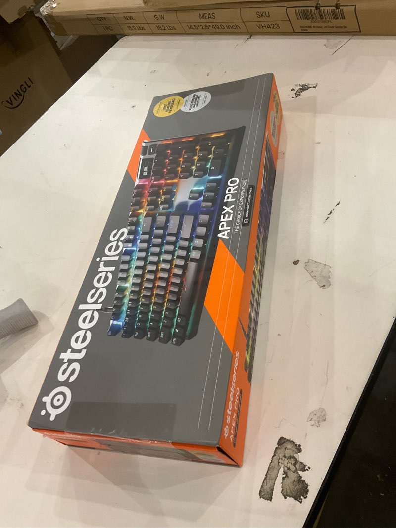 Condition photo showing New/Like New for SteelSeries Apex Pro Gen 3 OmniPoint 3.0 HyperMagnetic Switches — Adjustable Actuation — Rapid Trigger — Game-Ready Presets — Protection Mode — Rapid Tap/SOCD — OLED — RGB — PBT Keycaps — USB-C Black Pro Full Size Gen 3 Wired