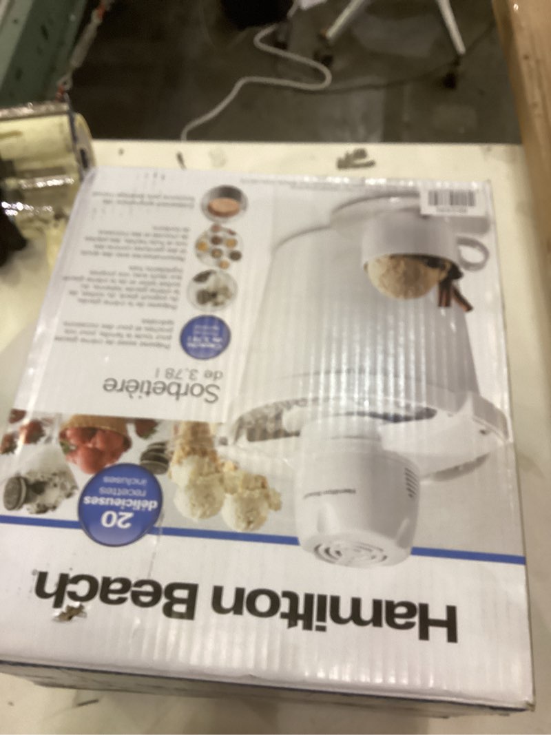 Condition photo showing New/Like New for Hamilton Beach Electric Automatic Ice Cream Maker & Frozen Yogurt Machine, Makes Custard, Sorbet, Gelato and Sherbet, 4 Quart, White (68330N)