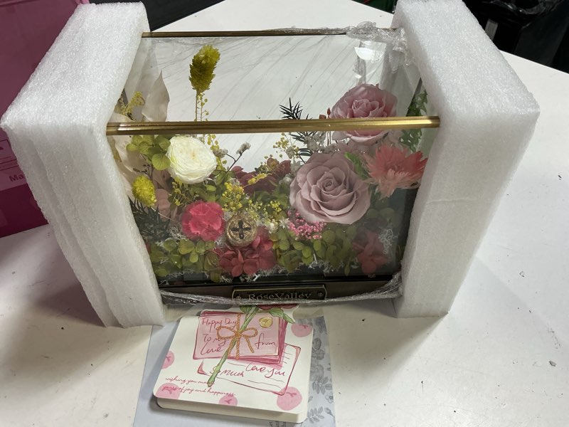 Condition photo showing Good Condition for mothers day flowers roses gifts for women,forever real preserved rose in glass dome,mothers day pink roses gifts for her wife women girlfriend best friend. pink01