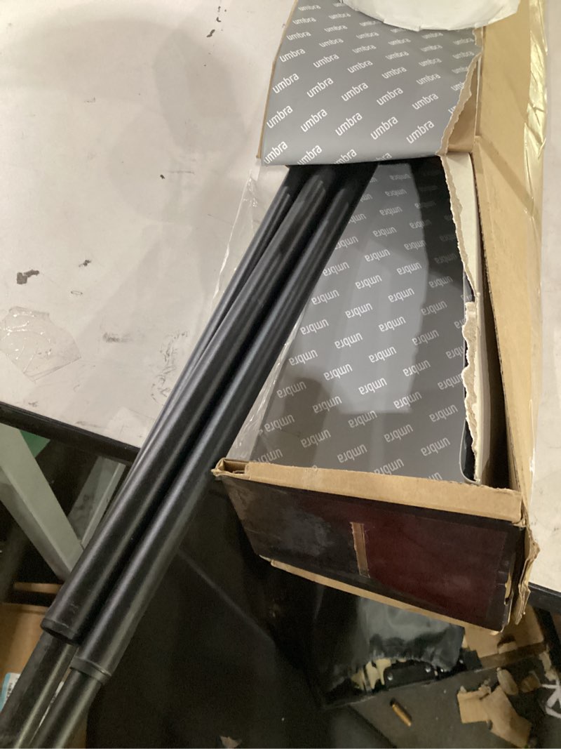 Condition photo showing Good Condition for umbra twilight double curtain rod set – wrap around design ideal for blackout or room darkening panels, 30 to 84 inches, black black 30" to 84"