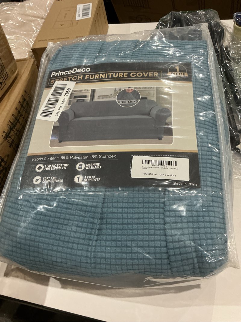 Condition photo showing New/Like New for PrinceDeco Couch Covers for 3 Cushion Couch Sofa Pet Friendly Extra Large Couch Cover for Oversized Sofa Washable Furniture Protector Fitted Sofa Slipcovers Stay in Place(XL Sofa, Dusty Blue) Dusty Blue XL Sofa