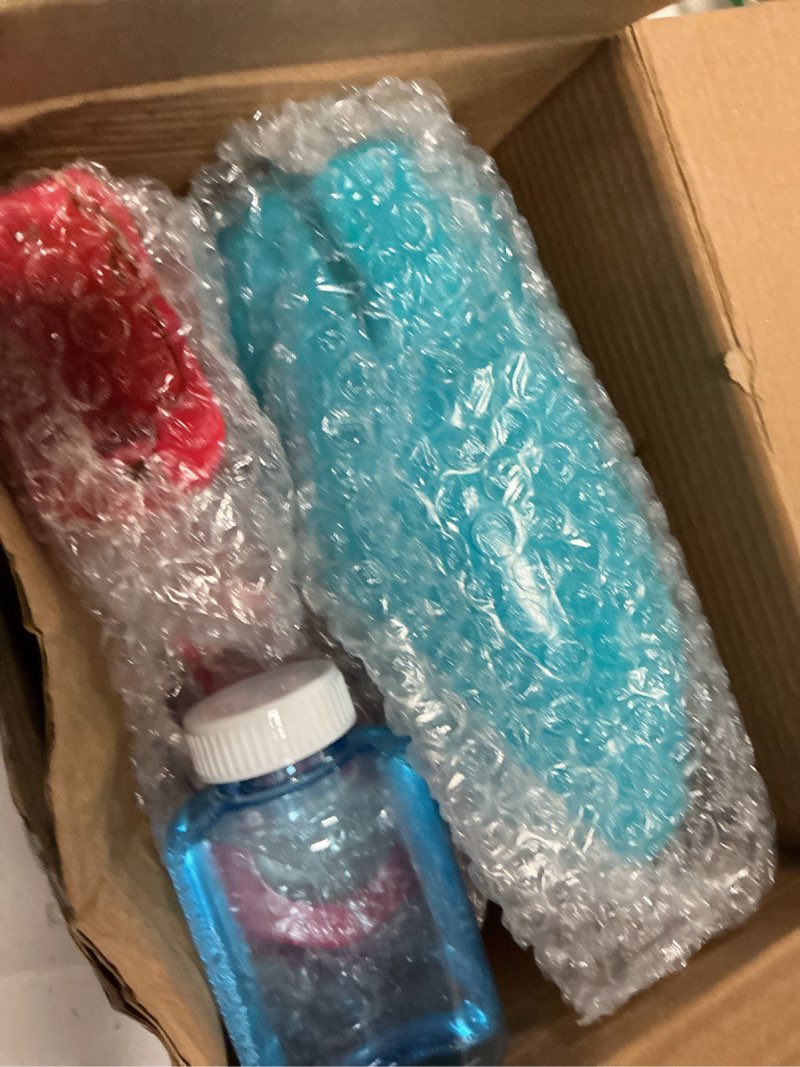 Condition photo showing Good Condition for joyin 2 bubble guns with 2 refill solution (10 oz total), bubbles maker, blower, machine gun blaster for kids, toddlers, outdoors activity, party, birthday gift, easter toys (blue+red) red+blue
